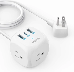 Anker 20W USB C Power Strip, 321 Power Strip with 3 Outlets and USB C Charging for iPhone 15/15 Plus/15 Pro/15 Pro Max, 5 ft Extension Cord, Power Delivery Charging for Dorm Rooms,Home Office power cord,hi-fi power cable,AC power lead,