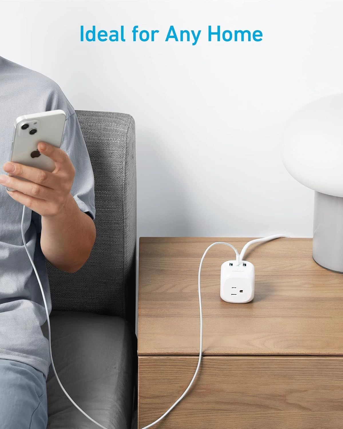 Anker 20W USB C Power Strip, 321 Power Strip with 3 Outlets and USB C Charging for iPhone 15/15 Plus/15 Pro/15 Pro Max, 5 ft Extension Cord, Power Delivery Charging for Dorm Rooms,Home Office