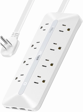 Anker Flat Plug Power Strip, 12-in-1 USB-C Power Strip with 8 AC, 2 USB-C, and 2 USB-A Ports, 5 feet Extension Cord, Slim Desk Charging Station, 900J Surge Protection, 35W Max for Home, Office, Dorm power cord,hi-fi power cable,AC power lead,