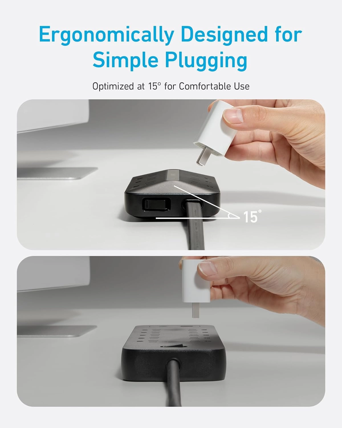 Anker Flat Plug Power Strip 300J with USB Ports, 10-in-1 Ultra Thin Power Strip with 6 AC, 2 USB-A and 2 USB-C Ports,5feet Extension Cord, Desk Charging Station,Home Office College Dorm