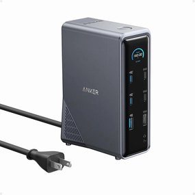 Anker Prime Docking Station, 14-Port with 160W Max Output, 10Gbps Fast Data Transfer, Real-Time Smart Interface, Audio and Ethernet Ports, Dual 4K Displays for Dell, HP, Lenovo and More smart audio hub,voice control speaker,Alexa compatible audio,