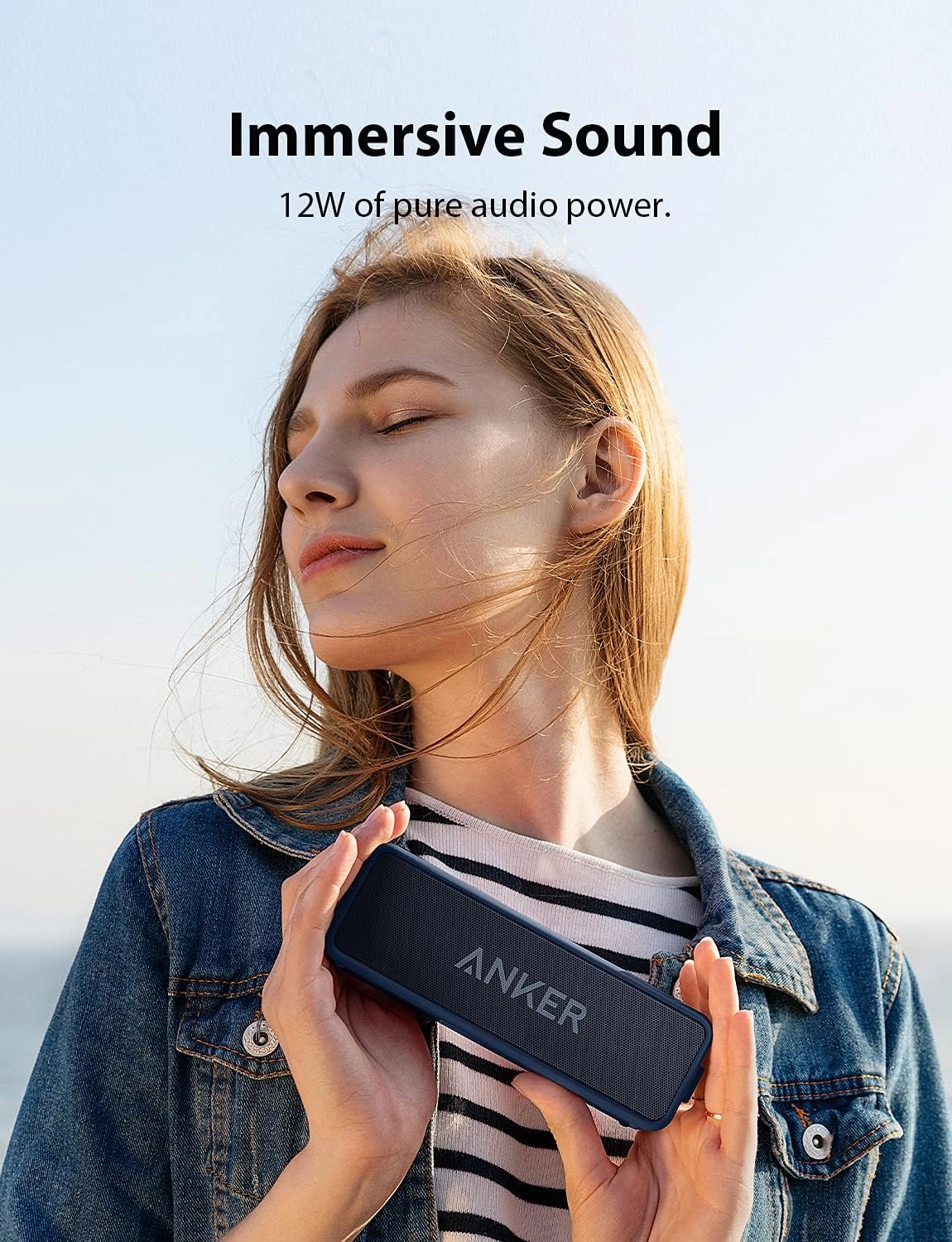 Anker Soundcore 2, 12W Dual-Driver, Portable Bluetooth Speakers for Daily Use, and Wireless , Extended Battery Life, 24-Hour Playtime, IPX7 Water Resistant, Built in Mic, 66 ft Bluetooth Range- Blue