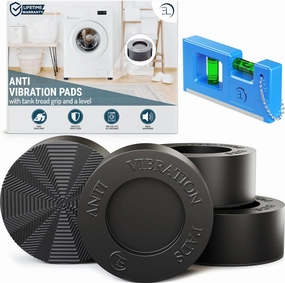 Anti Vibration Pads for Washing Machine - 4 Pads with Tank Tread Grip   Level - Washer Dryer Pedestals Fits All Machines - Noise Dampening, Protects Laundry Room Floor - Washing Machine Support isolation pads,speaker feet,vibration dampeners,