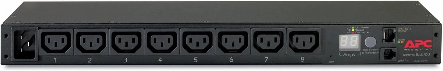 APC by Schneider Electric Rack PDU, Metered, 1U, 16A, 208/230V, (8) C13 rackmount gear,audio rack equipment,studio rackmounts,