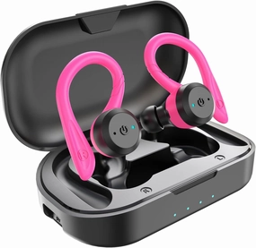 APEKX Bluetooth Headphones True Wireless Earbuds with Charging Case IPX7 Waterproof Stereo Sound Earphones Built-in Mic in-Ear Headsets Deep Bass for Sport Running Red wireless earbuds,Bluetooth earphones,true wireless stereo,