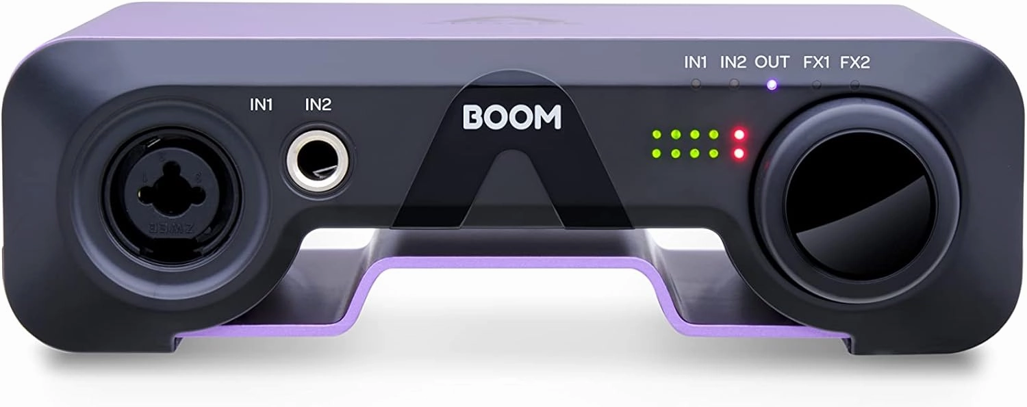 Apogee Boom USB Audio Interface For Musicians, Podcasters, and Streamers- Featuring 2 channels, Studio Microphone Pre Amp, 24bit/192kHz sample rate, hardware DSP, Headphone Amp, and Ableton Live Lite audio interface,USB interface,music recording input,