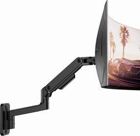 ARES WING Wall Mount Monitor Arm for 17-49 Inch Ultrawide Screens, Heavy Duty Single Monitor Mount Holds 44 lbs, Fully Adjustable Gas Spring Wall Mount, 75x75/100x100 VESA Mount, Black speaker wall mount,audio bracket,AV wall mounting,