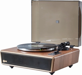 Arkrocket Huygens High Fidelity Bluetooth Record Player with Built-in Speakers Belt Drive Vinyl Turntable with Moving Magnet Cartridge, Bluetooth Input Output and Aux-in (Huygens Walnut) belt-drive turntable,vinyl record player,audiophile turntable,