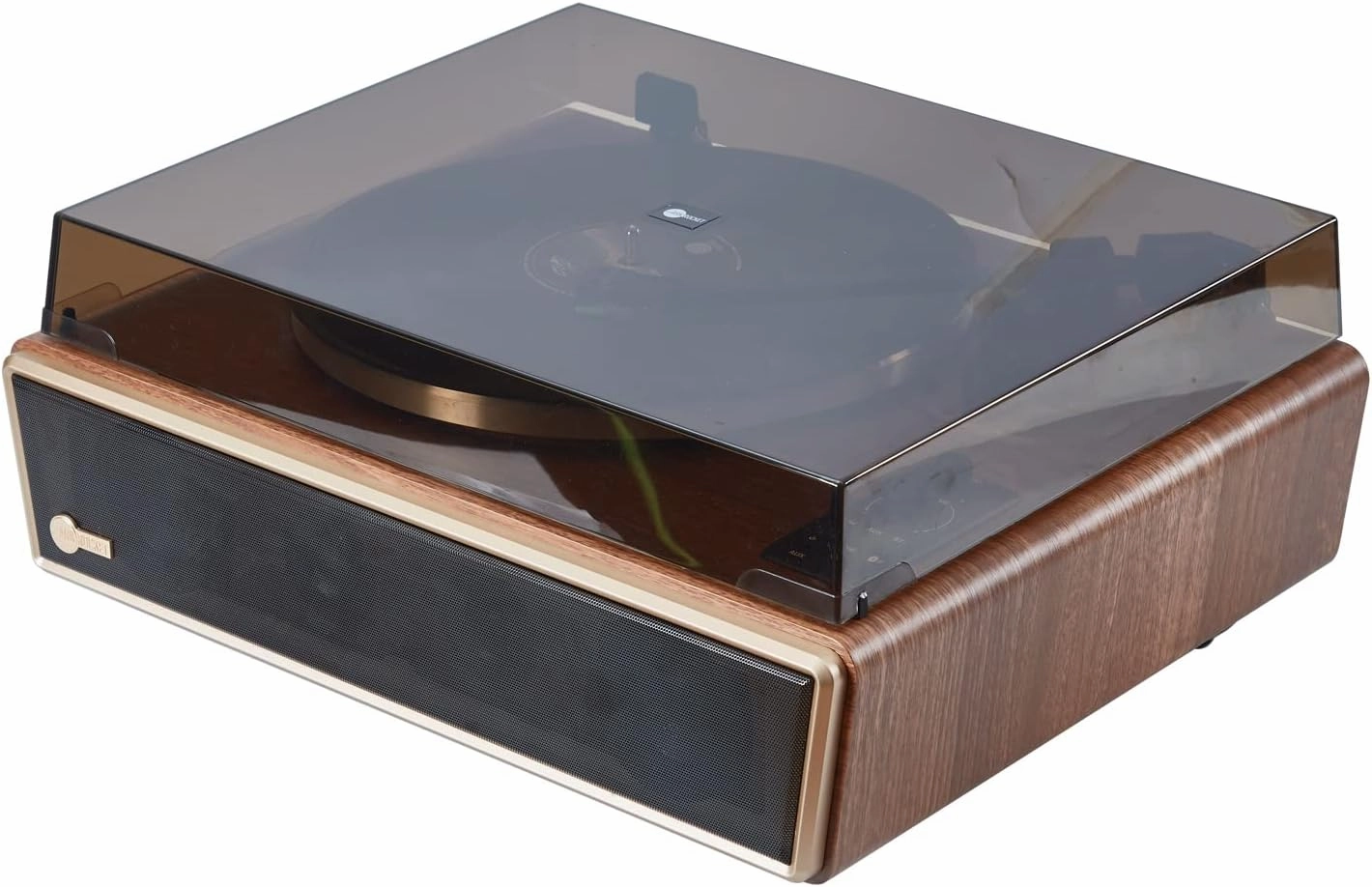 Arkrocket Huygens High Fidelity Bluetooth Record Player with Built-in Speakers Belt Drive Vinyl Turntable with Moving Magnet Cartridge, Bluetooth Input Output and Aux-in (Huygens Walnut)