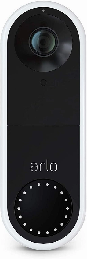 Arlo Essential Wired Video Doorbell - HD Video, 180 View, Night Vision, 2 Way Audio, Direct to Wi-Fi No Hub Needed, Wired, White  AVD1001 (Renewed) smart audio hub,voice control speaker,Alexa compatible audio,