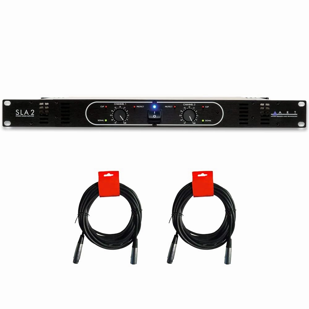ART SLA-2-2-Channel Rackmount Power Amplifier (200W Per Channel at 8 Ohms) Bundle with 2X 20 XLR-XLR Cable integrated amplifier,stereo receiver,hi-fi amp combo,