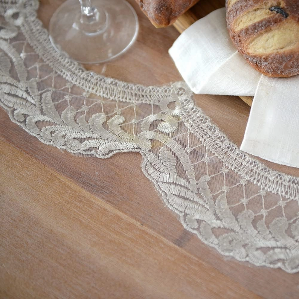 ARTABLE Vinyl PVC Rectangle Tablecloth Waterproof Clear Table Cover with Champagne Lace Macrame Border for Wedding Kitchen Home Outdoor Indoor Holidays Party Decor (Stone, 52 x 70 Inch)