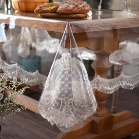 ARTABLE Vinyl PVC Rectangle Tablecloth Waterproof Clear Table Cover with Champagne Lace Macrame Border for Wedding Kitchen Home Outdoor Indoor Holidays Party Decor (Stone, 52 x 70 Inch) vinyl accessories,turntable parts,record player tools,