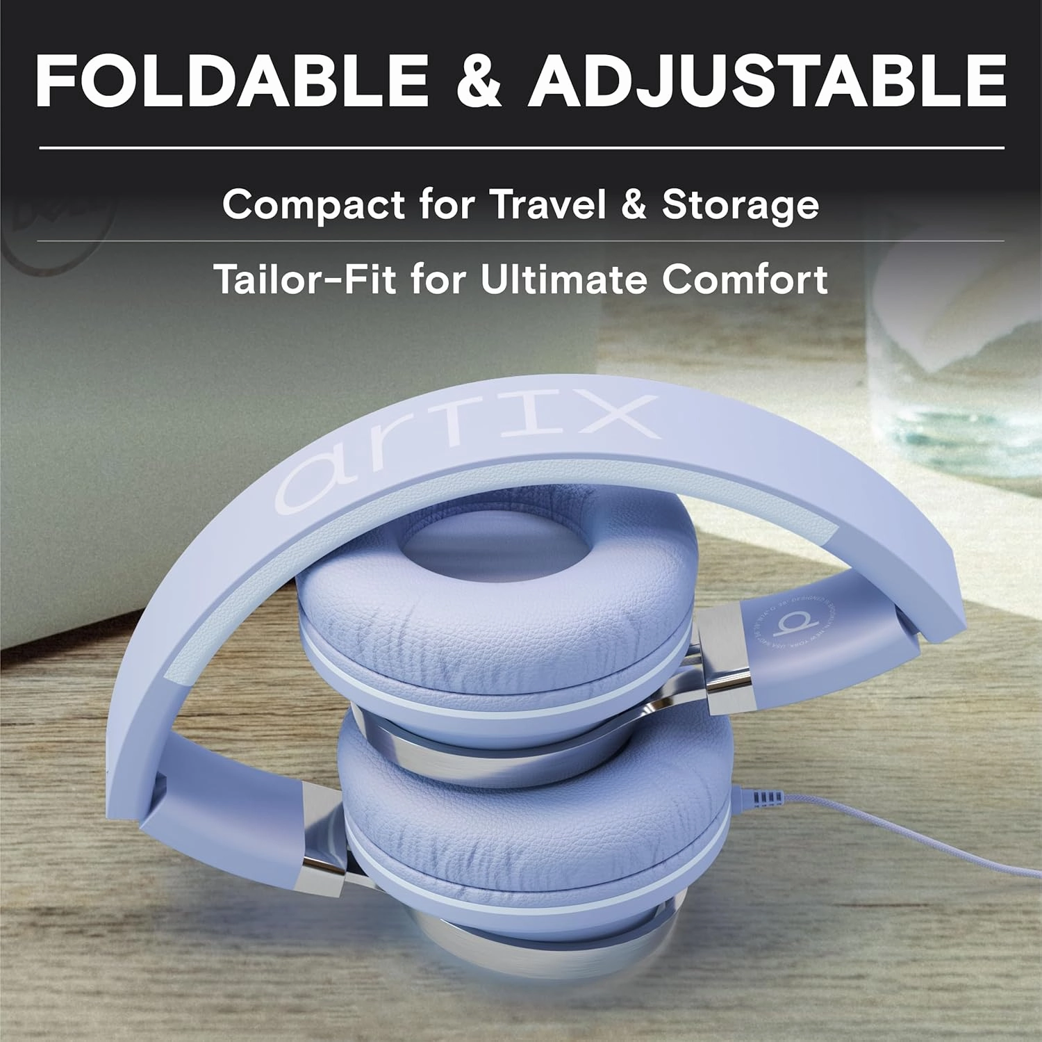 ARTIX CL750 On-Ear Headphones Wired with Mic and Volume Control  Noise Isolating Corded Over Ear Headphones with Microphone for Laptop and Computer, Plug in Headset with Cord (Aux Jack 3.5mm)