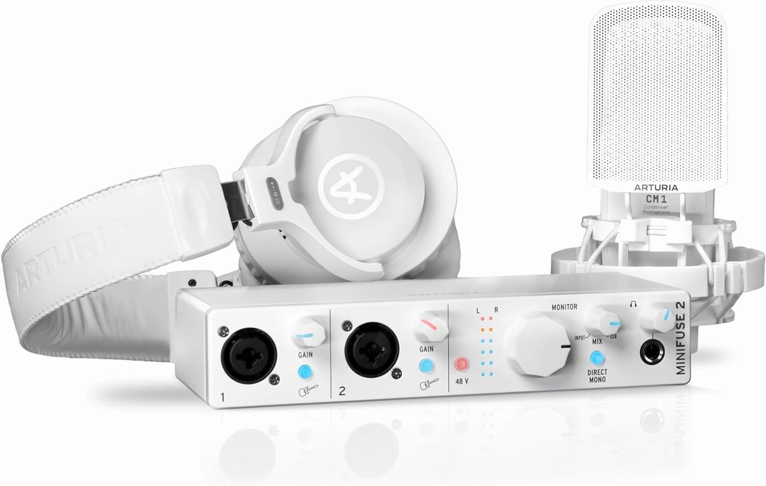 Arturia MiniFuse Recording Pack  USB Audio Interface Bundle with Condenser Microphone, Headphones, and Creative Software for Recording, Streaming, and Podcasting audio interface,USB interface,music recording input,