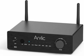 Arylic B50 2 Channel Bluetooth Amplifier with Audio Transmitter, 50W*2 Home Stereo Amplifiers with HDMI ARC,DAC,Phono in and Free APP. Support aptX HD Music Transmission & Reception. integrated amplifier,stereo receiver,hi-fi amp combo,