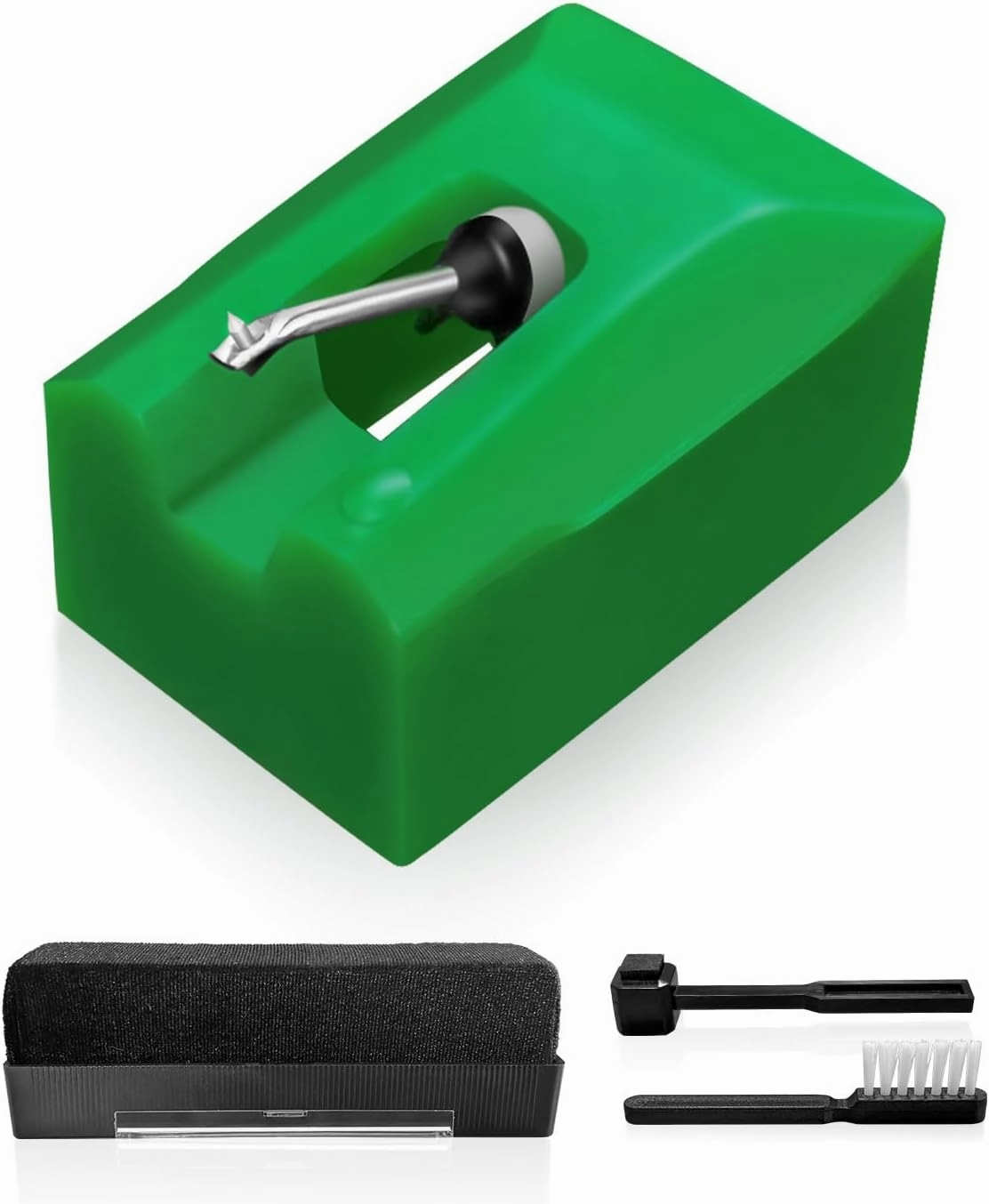ATN95E Replacement Stylus Compatible with Audio-Technica AT-LP120-USB AT93 AT95 Turntable, Diamond Record Player Needles Replacement Stylus with Phono Brush (Not for LP120X-USB), Green turntable cartridge,phono cartridge,MM MC stylus,