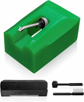ATN95E Replacement Stylus Compatible with Audio-Technica AT-LP120-USB AT93 AT95 Turntable, Diamond Record Player Needles Replacement Stylus with Phono Brush (Not for LP120X-USB), Green turntable cartridge,phono cartridge,MM MC stylus,