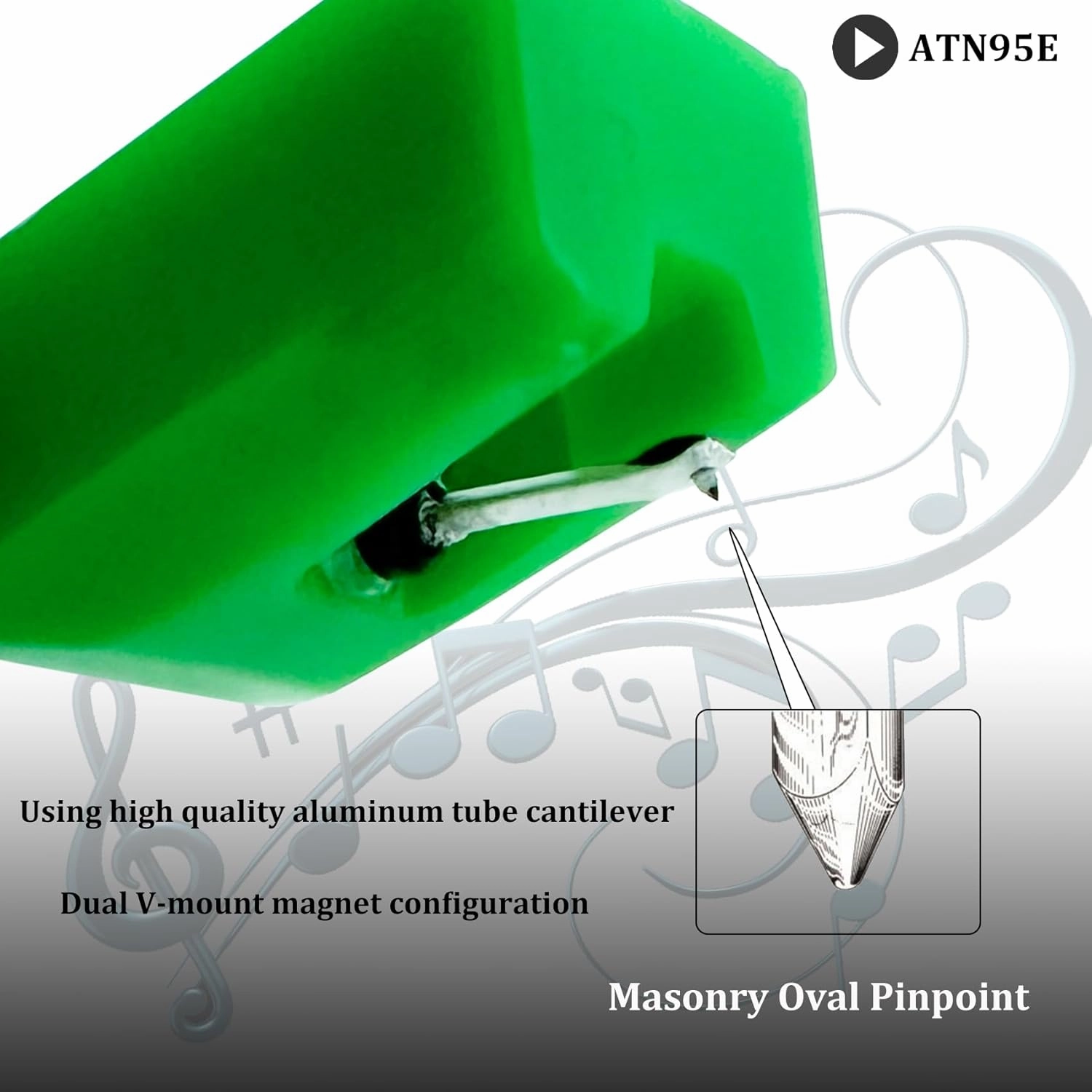 ATN95E Replacement Stylus,for Audio-Technica AT LP120 Turntable,Compatible with Audio Technica AT95E Stylus, Includes Phono Brush,-3 Years Warranty. Not Applicable to LP120X-USB.