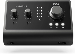 Audient Audio Interface iD14 MKII, 2 Class-A Microphone Preamps (High Performance USB Audio Interface, USB-C Connector, Monitor Mix and Monitor Panning Function, 2 Headphone Outputs), Black audio interface,USB interface,music recording input,