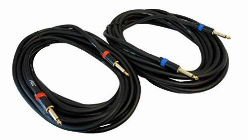 Audio2000'S ADC99100 2-Pack 1/4 Inch TS to 1/4 Inch TS Loud Speaker Cables, 25 Feet speaker cable,audio wire,hi-fi speaker cord,