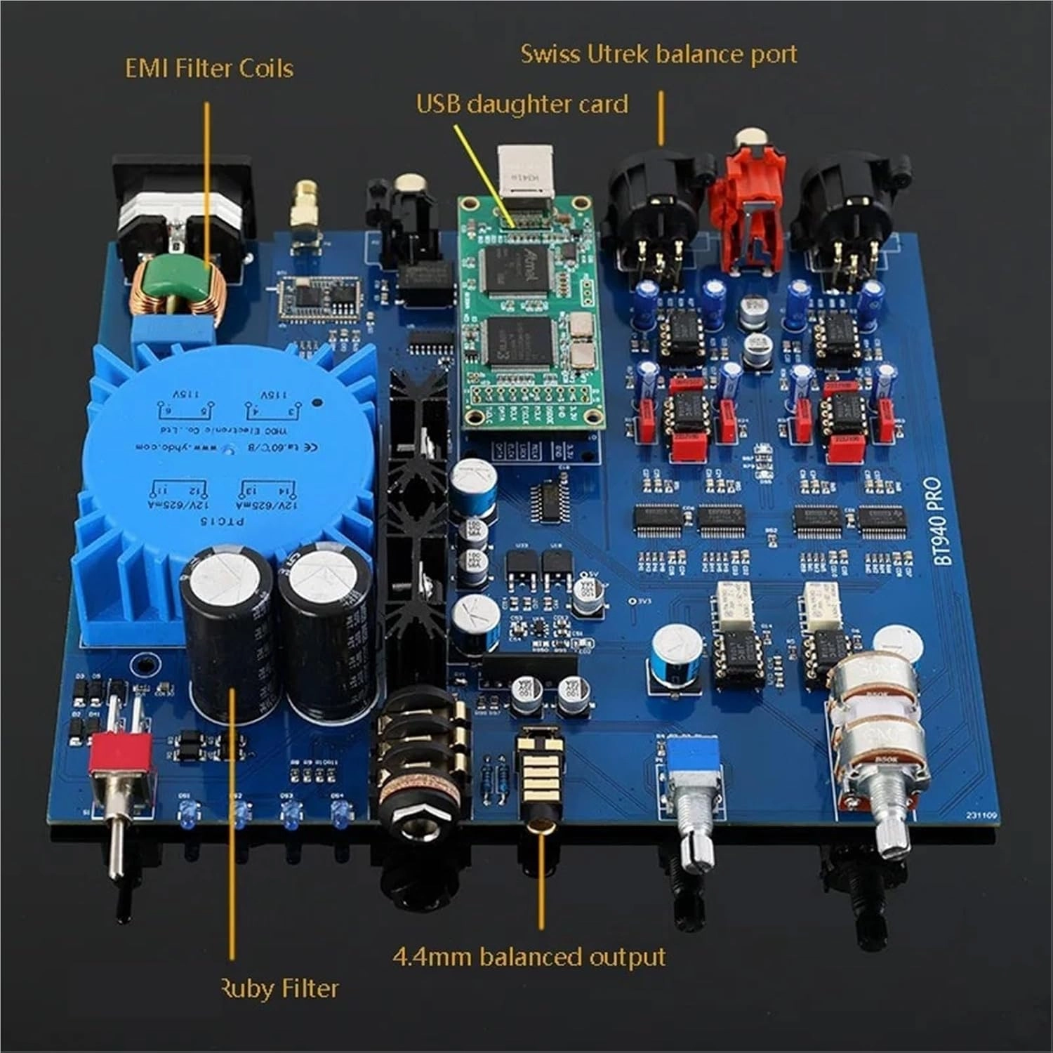 Audio Decoder 4*PCM1794 DAC QCC5125 Bluetooth 5.1 Lossless HiFi Audio Decoder XLR Balanced Output USB Module(Brown)