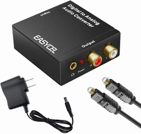 Audio Digital to Analog Converter DAC with 3.5mm Jack, Optical SPDIF Toslink Coaxial to Analog Stereo L/R Converter with Optical Cable and Power Adapter for PS3 PS4 Xbox Roku DAC,USB audio converter,digital to analog converter,