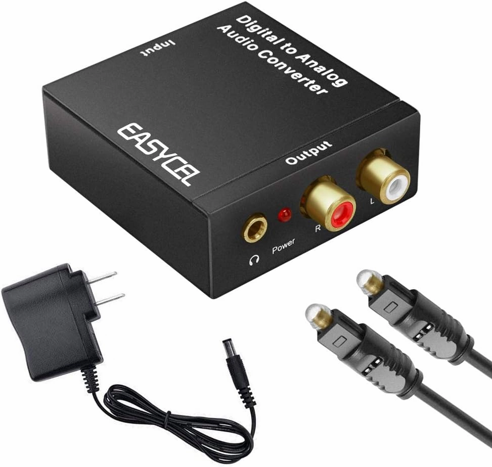 Audio Digital to Analog Converter DAC with 3.5mm Jack, Optical SPDIF Toslink Coaxial to Analog Stereo L/R Converter with Optical Cable and Power Adapter for PS3 PS4 Xbox Roku DAC,USB audio converter,digital to analog converter,