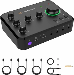 Audio Interface for Recording, Streaming, Podcasting, Rechargeable Audio Mixer with Pro-preamp, 8 Channel, XLR, 48V Phantom Power, Line & DI Inputs, Bluetooth, for PC & Smartphone (AMIX20B) audio interface,USB interface,music recording input,