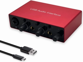 Audio Interface USB Audio Interface with Mic Preamplifier USB Audio Mixer Recorder with 48V Phantom Power, 24 Bit, Support Tablet, Computers and Other Equipment Recording NO DAW Software included audio interface,USB interface,music recording input,