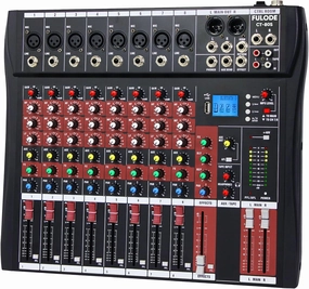Audio Mixer 8 Channel, CT-80S Professional Sound System Mixer Board DJ Mixing Console with Reverb MP3 Player Bluetooth 48V Phantom Power Supply USB Recording for Studio Karaoke Live Music mixer console,audio mixing desk,DJ console,