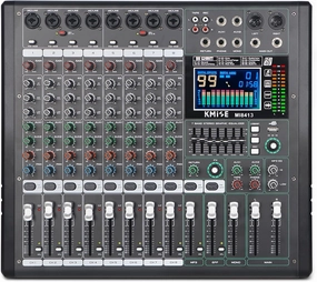Audio Mixer 8 Channel with MP3 Player 99 DSP Digital DJ Mixer and Effect 7 Band EQ Output 48V Phantom Power Source USB Recording BT USB for Streaming Karaoke Party Stage balanced output player,audiophile player,hi-res digital player,