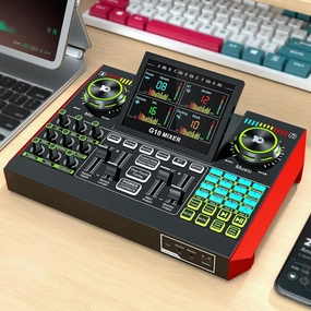 Audio Mixer, Sound Board for Pc/Phone Live Streaming Singing Gaming, Sound Mixer for 3.5mm/Xlr Dynamic/48V Microphone, Live Sound Card with DJ Mixer Effects & Voice Changer, Denoise, One Click Mute audio interface,USB interface,music recording input,
