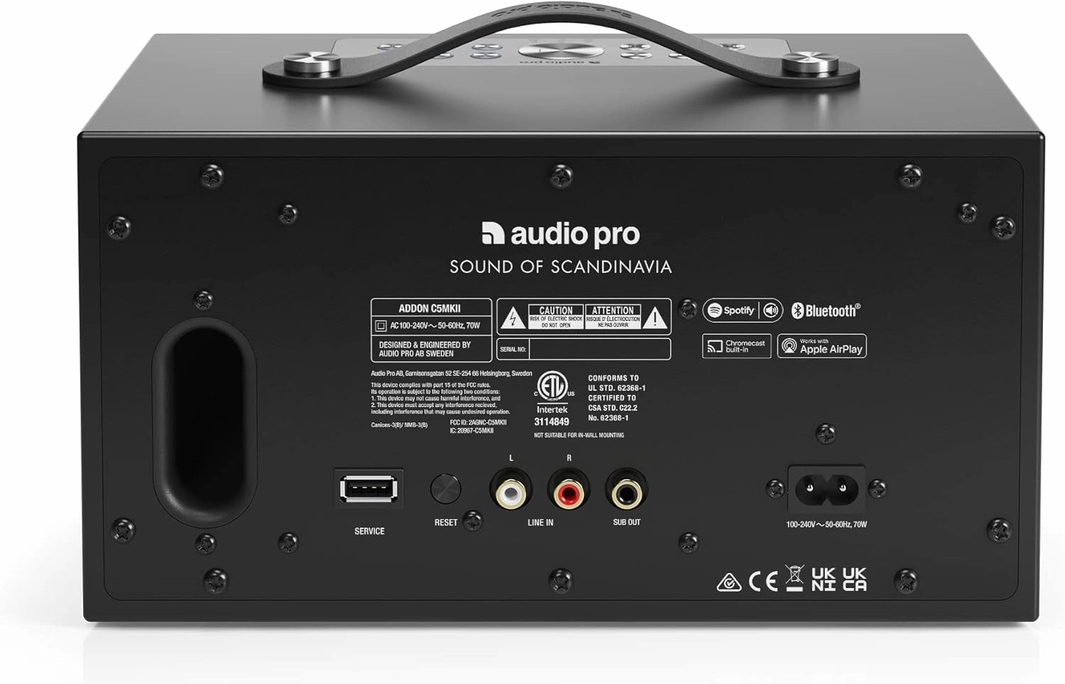 Audio Pro C5 MK II WiFi Speaker, Compact HiFi Stereo System, Wireless Speaker, WiFi, AirPlay 2, Chromecast, Spotify Connect, Black