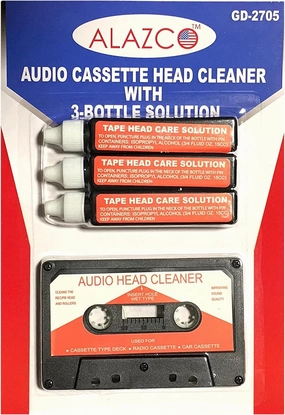 Audio Tape Cassette Head Cleaner w/ 3 Cleaning Fluids Care Wet Maintenance Kit by Alazco record cleaning kit,vinyl cleaner,stylus brush set,