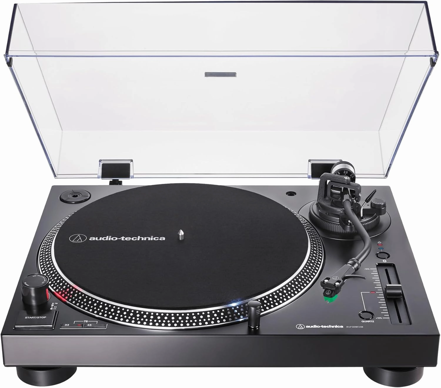 Audio-Technica AT-LP120XBT-USB Wireless Direct-Drive Turntable with Bluetooth, Analog, and USB Outputs - Black Bundle with Headphones, Cable, Slip Mat, Cleaning Kit, and Austin Bazaar Polishing Cloth