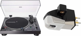 Audio-Technica AT-LP120XUSB-BK Direct-Drive Turntable (Analog & USB) & AT-VM95SP Dual Moving Magnet Turntable Cartridge Gray direct-drive turntable,DJ turntable,hi-torque vinyl deck,