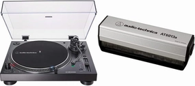 Audio-Technica AT-LP120XUSB-BK Direct-Drive Turntable (Analog & USB) and Audio-Technica AT6013a Dual-Action Anti-Static Record Cleaner direct-drive turntable,DJ turntable,hi-torque vinyl deck,