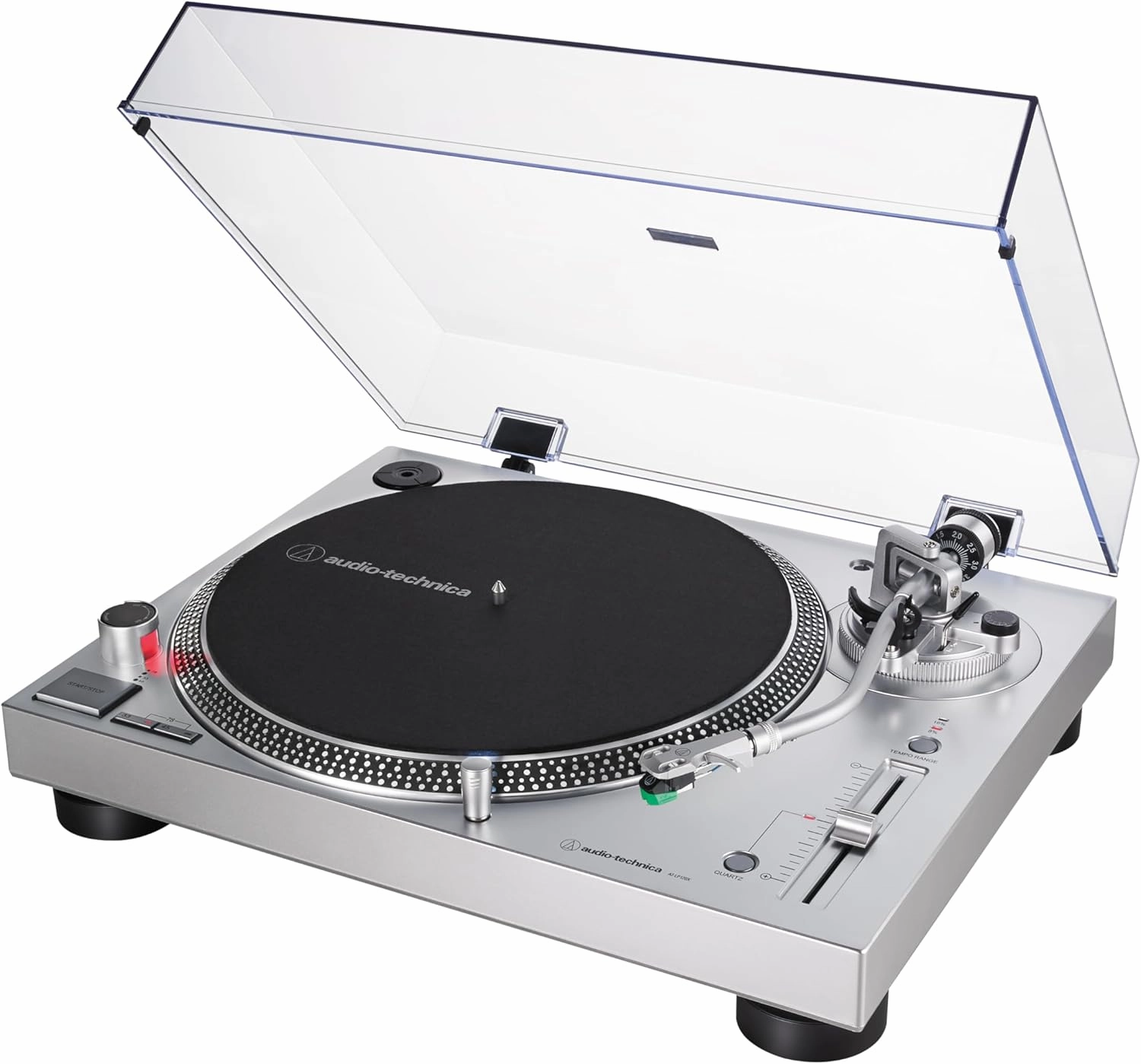 Audio-Technica AT-LP120XUSB-SV Direct-Drive Turntable (Analog & USB), Fully Manual, Hi-Fi, 3 Speed, Convert Vinyl to Digital, Anti-Skate and Variable Pitch Control, Silver