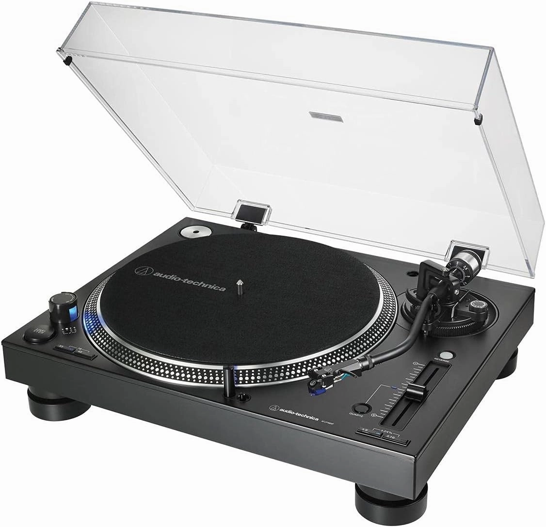 Audio-Technica AT-LP140XP-BK Direct-Drive Professional DJ Turntable, Black, Hi-Fi, Fully Manual, 3 Speed, High Torque Motor