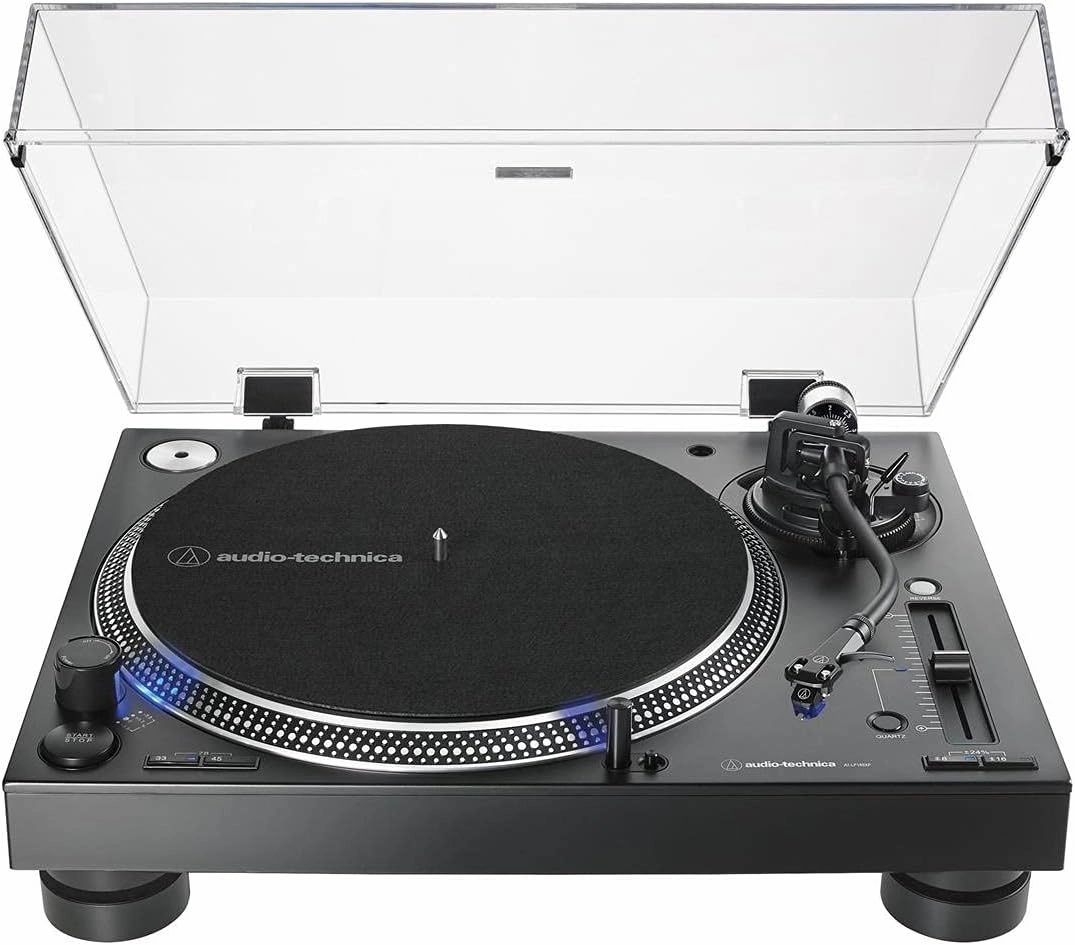 Audio-Technica AT-LP140XP-BK Direct-Drive Professional DJ Turntable, Black, Hi-Fi, Fully Manual, 3 Speed, High Torque Motor direct-drive turntable,DJ turntable,hi-torque vinyl deck,