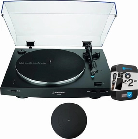 Audio-Technica AT-LP3XBT-BK Fully Automatic Wireless Belt-Drive Turntable, Black Bundle with 2 YR CPS Enhanced Protection Pack & Deco Gear 12" Silicone Rubber Turntable Platter Mat belt-drive turntable,vinyl record player,audiophile turntable,