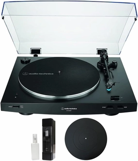 Audio-Technica AT-LP3XBT-BK Fully Automatic Wireless Belt-Drive Turntable, Black Bundle with Deco Gear 12" Silicone Rubber Platter Mat & Deco Essentials Vinyl Record Cleaning Fluid System belt-drive turntable,vinyl record player,audiophile turntab