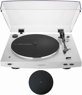 Audio-Technica AT-LP3XBT-WH Fully Automatic Wireless Belt-Drive Turntable - White Bundle with 2 YR CPS Enhanced Protection Pack & Deco Gear 12" Silicone Rubber Turntable Platter Mat belt-drive turntable,vinyl record player,audiophile turntable,
