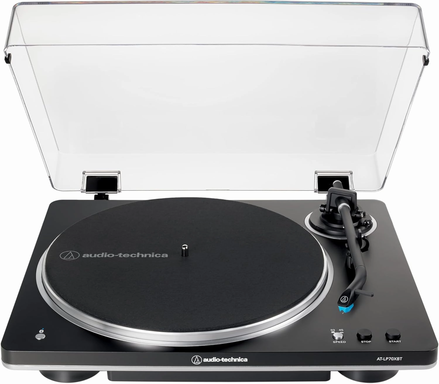 Audio-Technica AT-LP70XBT Wireless Turntable (Black/Silver) belt-drive turntable,vinyl record player,audiophile turntable,
