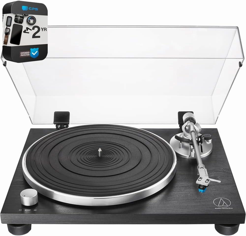 Audio-Technica AT-LPW30BKR Fully Manual Belt-Drive Turntable Bundle with 2 YR CPS Enhanced Protection Pack belt-drive turntable,vinyl record player,audiophile turntable,
