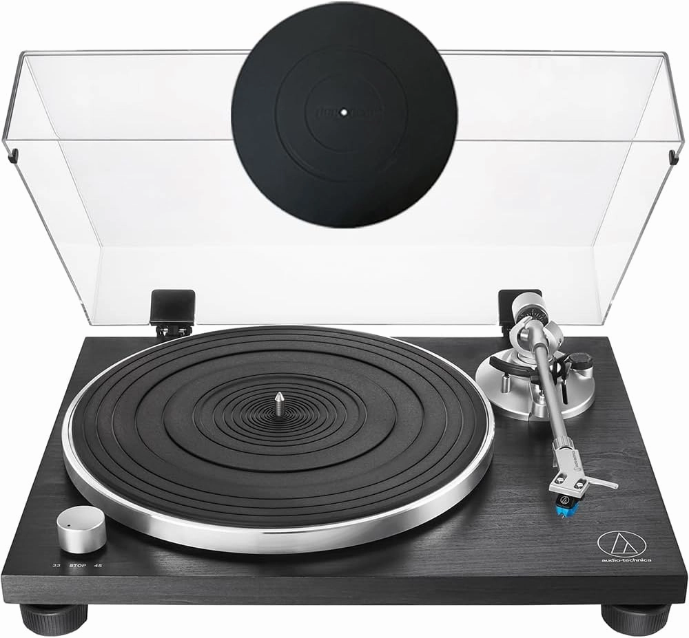 Audio-Technica AT-LPW30BKR Fully Manual Belt-Drive Turntable Bundle with Deco Gear Universal 12 inch Silicone Rubber Turntable Platter Mat belt-drive turntable,vinyl record player,audiophile turntable,