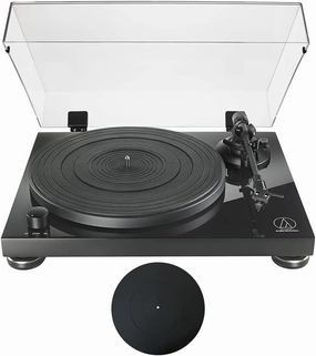 Audio-Technica AT-LPW50PB Fully Manual Belt-Drive Turntable Bundle with Deco Gear 12" Silicone Rubber Turntable Platter Mat belt-drive turntable,vinyl record player,audiophile turntable,