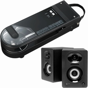 Audio-Technica AT-SB727 Sound Burger Portable Bluetooth Rechargeable Turntable (Black) Bundle with Samson MediaOne M30BT 3-Inch Powered Bluetooth Monitors (3 items) direct-drive turntable,DJ turntable,hi-torque vinyl deck,