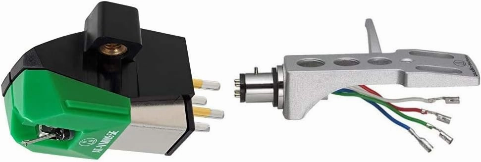 Audio-Technica AT-VM95E Dual Moving Magnet Turntable Cartridge Green & at-HS1 Universal Headshell for LP120-USB, LP240-USB, and LP1240-USB Direct-Drive Turntables White direct-drive turntable,DJ turntable,hi-torque vinyl deck,